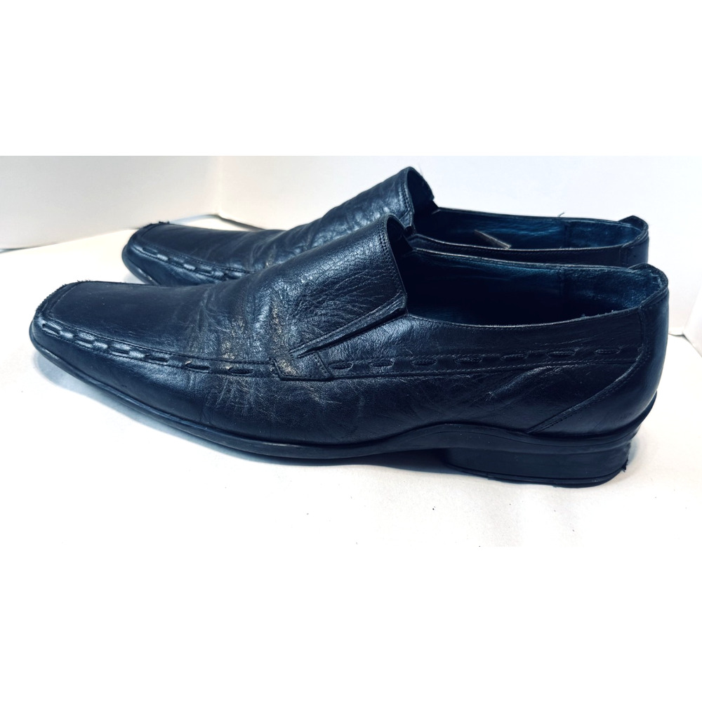 Robins men’s black leather slip‑on dress shoes sz‎ 10 moc square toe Y2K